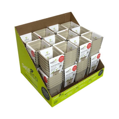 2" Square - Compostable Seed Starting Garden Pots - Retail Display Case (24 x 6-Packs)-SelfEco Garden