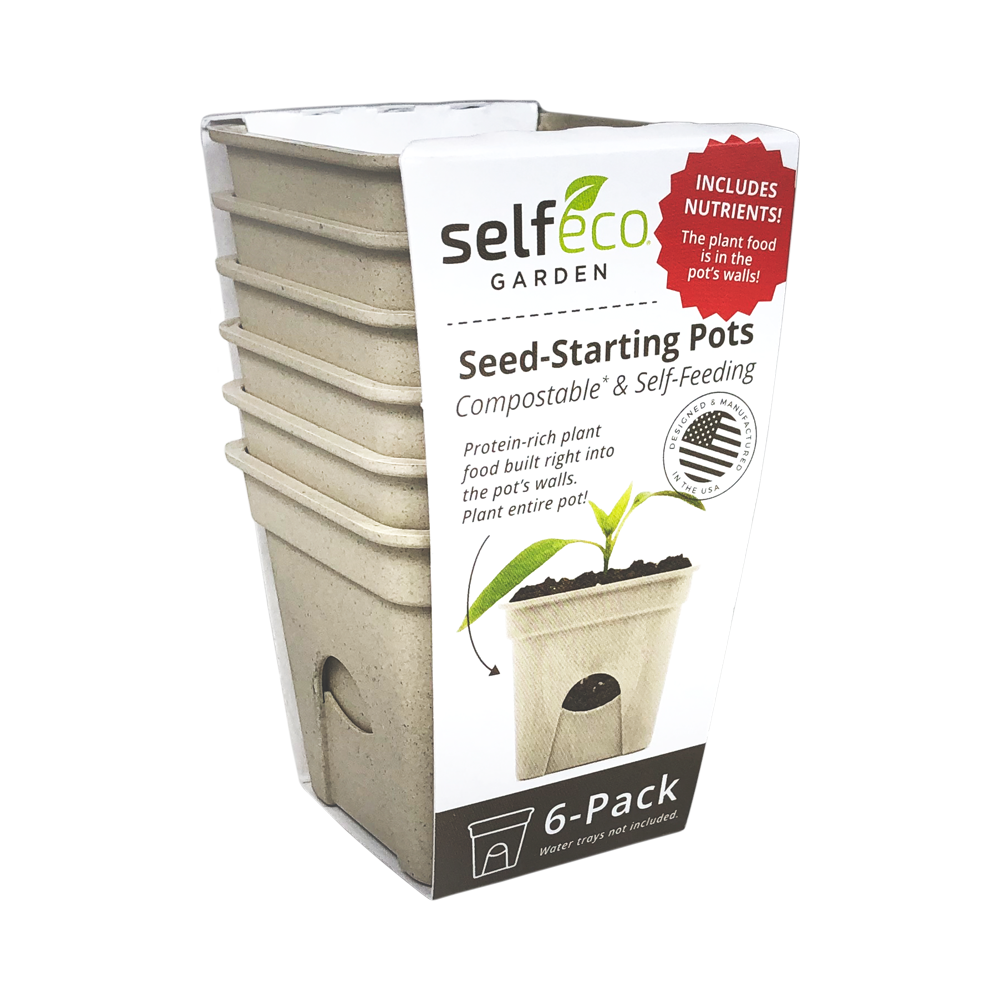 2" Square - Compostable Seed Starting Garden Pots - 6 Pack-SelfEco Garden