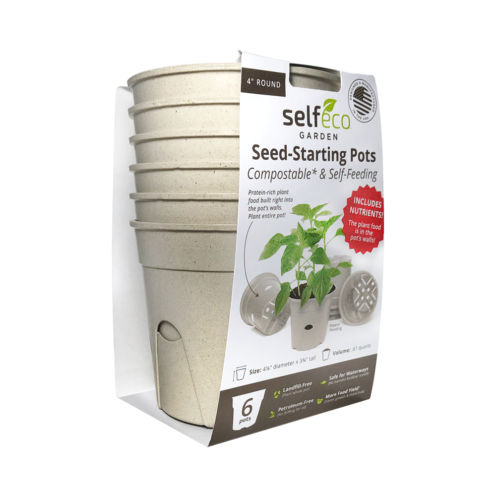 4" Round - Compostable Seed Starting Garden Pots - 6 Pack-SelfEco Garden